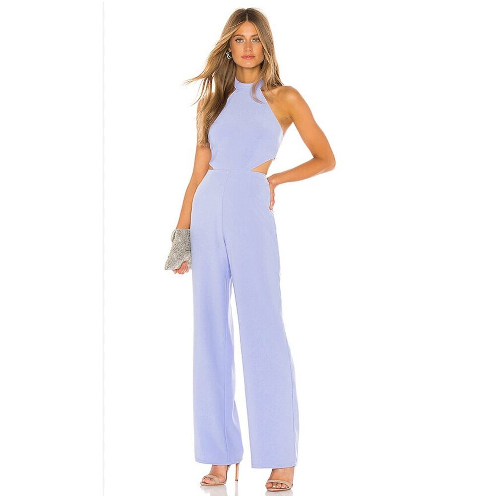 NBD X Naven Olivia Jumpsuit Pale Iris Color XS Halter Neckline Cut Out Waist